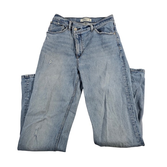 Abercrombie & Fitch Denim - Abercrombie Fitch 90s Straight Ultra High Rise Light Wash Distressed Jeans 27 4R